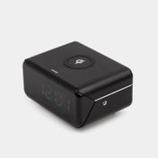 Reloj despertador con luz y cargador inalámbrico de 10 W, negro