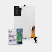 Kit de arte con caballete metalico + Set de acrilicos colores pastel