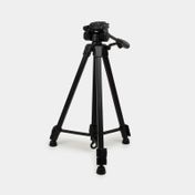 Trípode expandible de 150 cm con soporte para cámara y ajuste de 3 alturas, negro