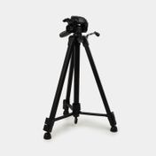 Trípode expandible de 150 cm con soporte para cámara y ajuste de 3 alturas, negro