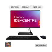 All in One Lenovo IdeaCentre 3 de 23.8", AMD Ryzen 5 7430U, RAM 8 GB, 512 GB SSD, W11