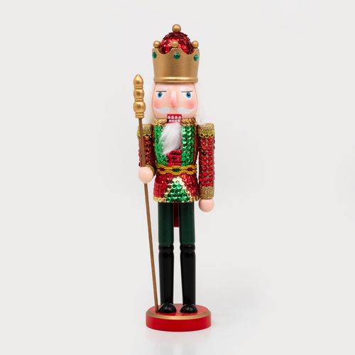 Cascanues de 38 cm traje de lentejuelas, rojo