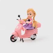 Muñeca de 16 cm con motoneta y mascota