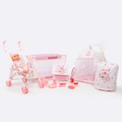 Bebé de 34.5 cm con corral, coche, tienda y accesorios
