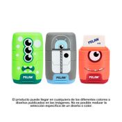 Tajalápiz doble con deposito azul + borradores Milan (surtido)