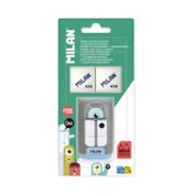 Tajalápiz doble con deposito azul + borradores Milan (surtido)