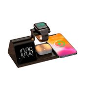Cargador inalámbrico de 15 W con reloj despertador 5 en 1