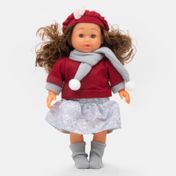 Muñeca de 36.5 cm con saco y boina vinotinto