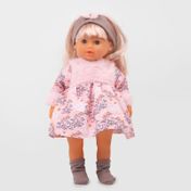 Muñeca de 36.5 cm con vestido rosado, floral