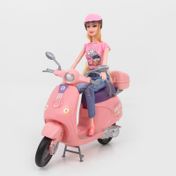 Set de muñecas con automóvil y motocicleta