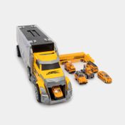 Camión transportador con 7 vehículos de construcción