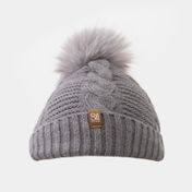 Gorro de 20 cm con pom pom gris