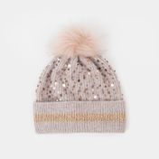 Gorro de 25 cm lentejuelas con pom pom