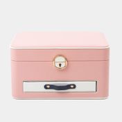 Joyero rosado de 14 x 25 cm con espejo