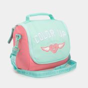 Lonchera térmica verde con rosado